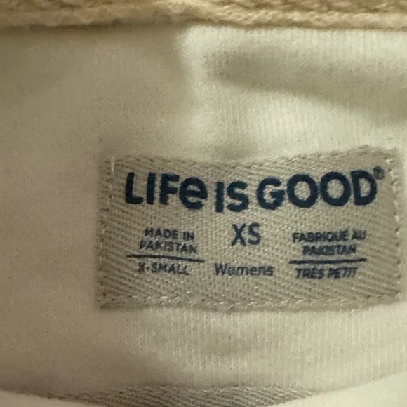 Life Is Good White Sweatshirt with Pink Flower - Picture 2 of 4